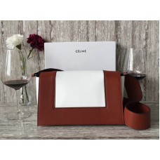 Celine Medium Frame Schultertasche aus Kalbsleder, burgunderrot und weiß
