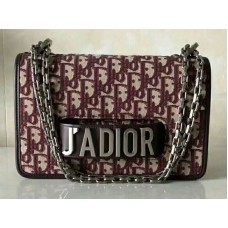 Dior J'Adior Klappe aus Canvas, silberfarbene Beschläge, burgunderrot d10050304