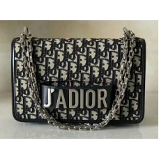 Dior J'Adior Klappenüberzug aus Canvas, silberfarbene Beschläge, Schwarz d10050302