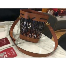 Fendi Mon Tresor Transparenter Bucket Bag aus braunem Leder f081