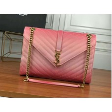 Saint Laurent YSL Monogram Satchel aus rosafarbenem Matelassé-Leder