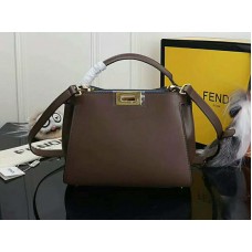 Fendi Peekaboo Essential Tasche aus Kalbsleder, Dunkelbraun