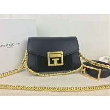 Givenchy kleine gv3 Tasche aus genarbtem Leder und Wildleder, Schwarz