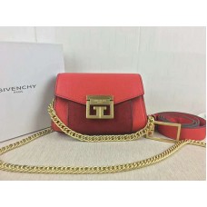 Givenchy kleine gv3 Tasche aus genarbtem Leder und Wildleder, Rot