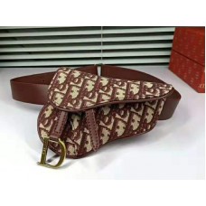 Dior Oblique Satteltasche Burgunderrot