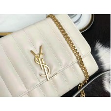 Saint Laurent Vicky Medium in Matelassé? Weißes Lammleder