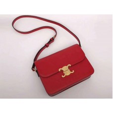 Celine Medium Triomphe Tasche aus glänzendem Kalbsleder in Rot