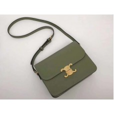 Celine Medium Triomphe Tasche aus glänzendem Kalbsleder in Grün