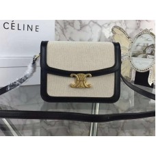 Celine Große Triumphe Tasche aus Textil und naturbelassenem Kalbsleder, Schwarz