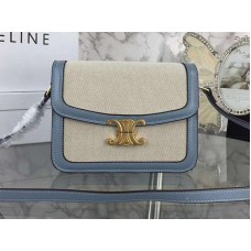 Celine Große Triumphe Tasche aus Textil und naturbelassenem Kalbsleder, blau