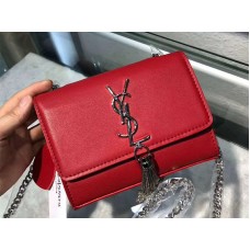 Saint Laurent Kate Kettengeldbörse aus rotem Kalbsleder