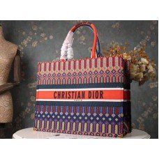 Dior Book Tote Bag aus besticktem Canvas, mehrfarbig orange