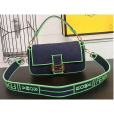 Fendi Baguette Große Jeanstasche Blau Grün