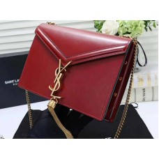 Saint Laurent Cassandra Monogram Clasp Bag Kalbsleder Rot