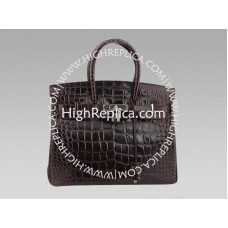Hermès Birkin 35 cm, Schokoladenbraun, Krokodiloptik