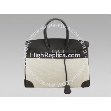 Hermès Birkin 35 cm, Toile-de-Jouy- und Togo-Leder, Schokobraun