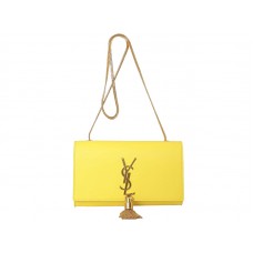 Kleine Yves Saint Laurent Monogramm-Tasche aus originalem Leder, Gelb