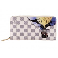 Louis Vuitton Damier Azur Zippy Illustre Nostalgischer Werbeclip-Reißverschluss Lang