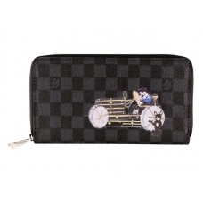 Louis Vuitton Damier Graphite Zippy Illustre Nostalgischer Werbeclip-Reißverschluss Lang
