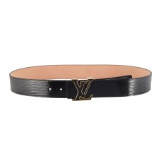 Louis Vuitton Initialen-Gürtel aus Epi-Leder, schwarz mit goldener Schnalle