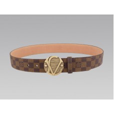 Louis Vuitton 1904 Damier Gürtel mit antikisierter goldener Schnalle