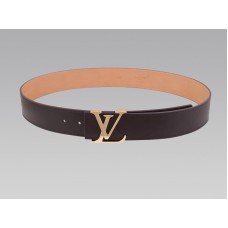 Louis Vuitton Initialen-Gürtel aus braunem Leder mit goldener Schnalle