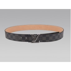 Louis Vuitton Initial Damier Graphite Gürtel mit schwarzer und silberner Schnalle
