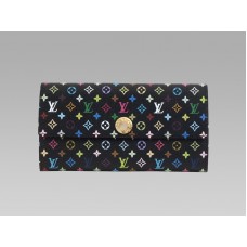 Louis Vuitton Monogram Multicolore Schwarze Sarah Geldbörse Granate
