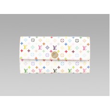 Louis Vuitton Monogram Multicolore Weiße Sarah Geldbörse Rosine
