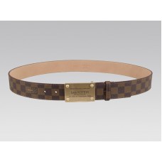 Louis Vuitton Inventeur Damier Gürtel mit antiker goldener Schnalle