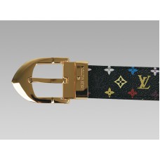 Louis Vuitton Klassischer Gürtel in Schwarz-Multicolor mit goldener Schnalle