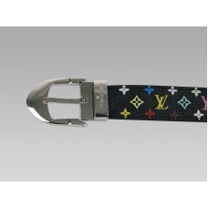 Louis Vuitton Klassischer Gürtel in Schwarz-Multicolor mit silberner Schnalle