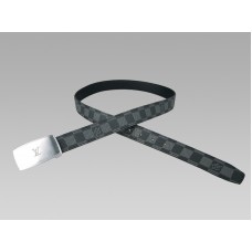 Louis Vuitton Cut Long Damier Graphite Gürtel mit silberner Schnalle