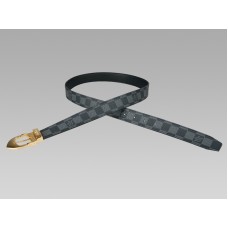 Louis Vuitton Damier Graphite Classic Gürtel mit goldener Schnalle