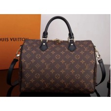 Louis Vuitton Monogram Canvas Speedy Bandouliere 30 mit schwarzem Lederbesatz