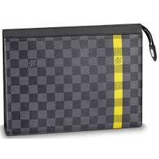 Louis Vuitton Damier Graphitstreifen-Reiseetui, Größe M, Gelb, n60107
