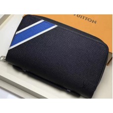 Louis Vuitton Taiga Lederstreifen Zippy XL Geldbörse Schwarz m64019-A