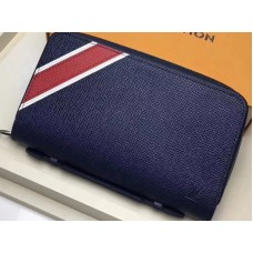 Louis Vuitton Taiga Lederstreifen Zippy XL Geldbörse Marineblau m64019