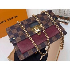 Louis Vuitton Damier Canvas Ebene Vavin Kettenbrieftasche Bordeaux n60222