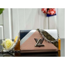 Louis Vuitton Epi Leder Twist Chain Geldbörse Weiß Rosa m60998
