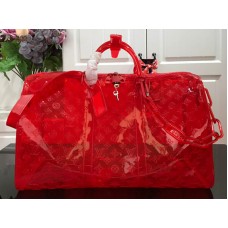 Louis Vuitton Keepall Bandouliere 50 aus geprägtem PVC mit Monogram-Motiv, Rot, m53274