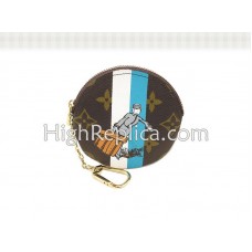 Louis Vuitton Monogram Groom Runde Geldbörse Blau