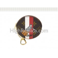 Louis Vuitton Monogram Groom Runde Geldbörse Rot